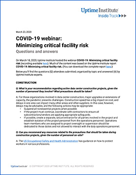 COVID-19 webinar: Minimizing critical facility risk - Questions and Answers COVID-19 webinar: Minimizing critical facility risk - Questions and Answers