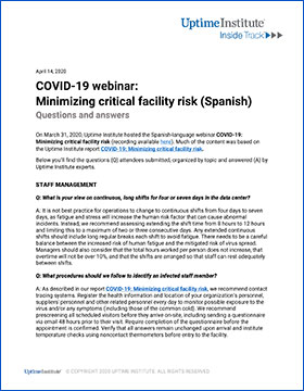 COVID-19 webinar: Minimizing critical facility risk - Q&A part 2 COVID-19 webinar: Minimizing critical facility risk - Q&A part 2