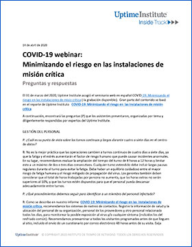 COVID-19 webinar: Minimizando el riesgo en las instalaciones de misión crítica - Q&A COVID-19 webinar: Minimizando el riesgo en las instalaciones de misión crítica - Q&A